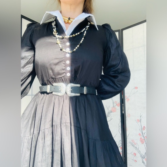 Olivaceous 🖤 NWT Bohemian Wednesday's Style Pitch Black Goth Dress - Picture 9 of 14